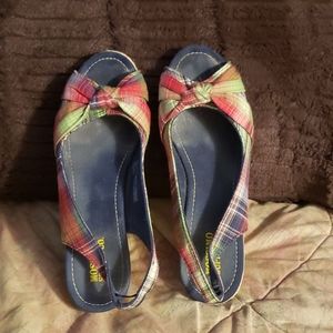 MOSSIMO Wedge Multi color sandals sz 7.5